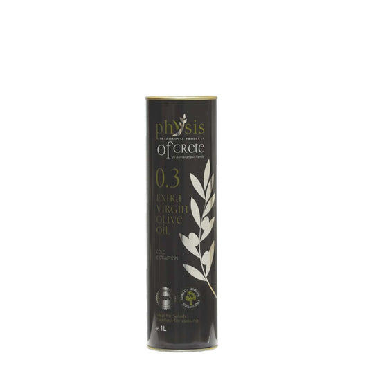 "Physis of Crete 0.3" Extra virgin olive oil Cylinder Can 1ltr