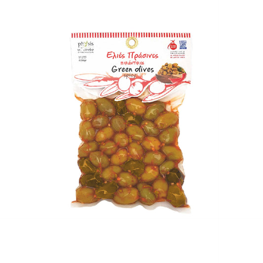 Green Olives with hot chili in Vacuum pack