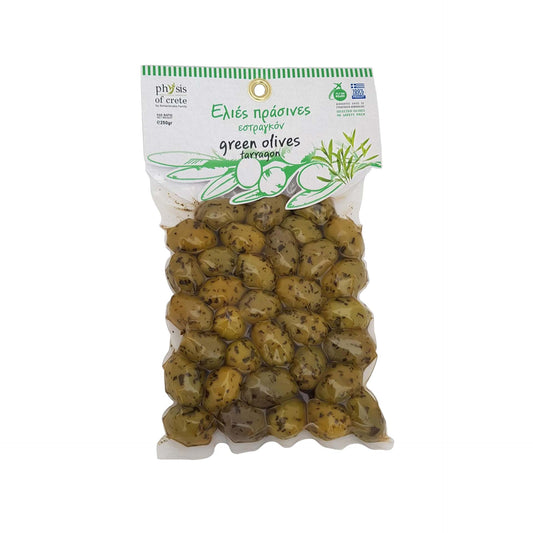 Green Olives with Tarragon in Vacuum pack